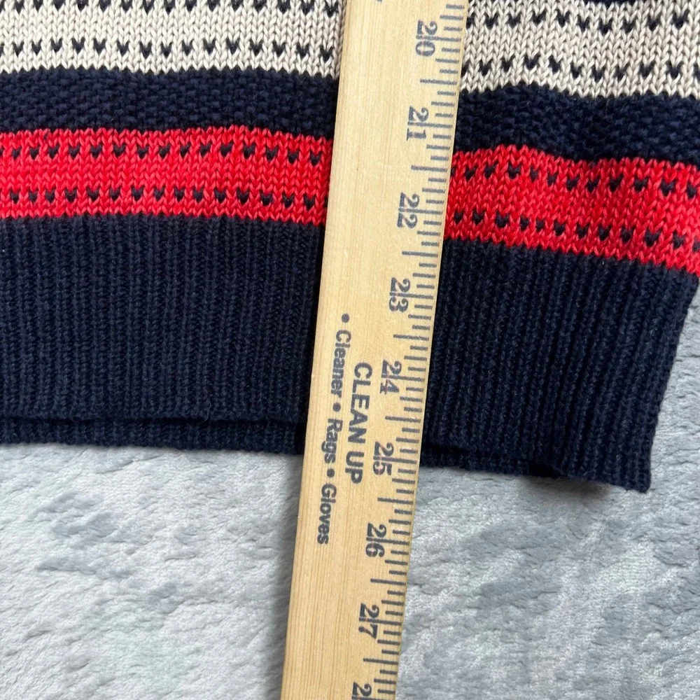 Marc By Marc Jacobs Sweater Top Womens L Blue Red Striped Linen Cotton Zip Back